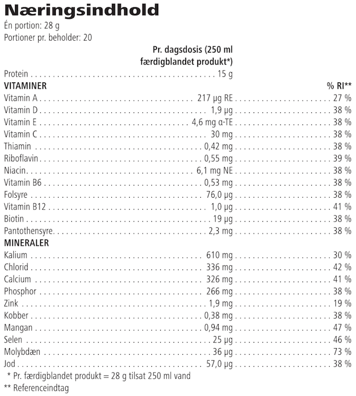 Herbalife Protein Drink Mix Vegan - Officiel n�ringsdeklaration