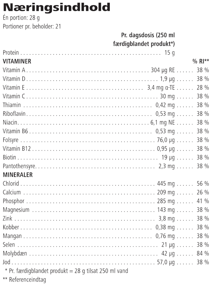Herbalife Protein Drink Mix - Officiel n�ringsdeklaration