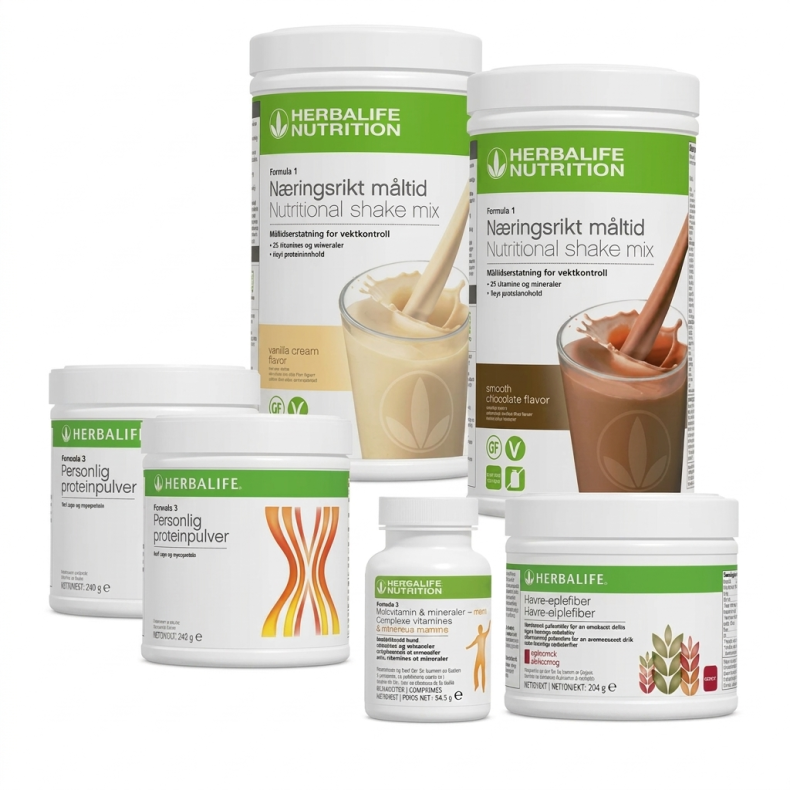 Herbalife QuickStart med Ekstra Protein &ndash; pakke med 2 � Formula 1 Shake, 2 � Formula 3 Proteinpulver, Formula 2 Multivitamin og Havre & �blefiberdrik