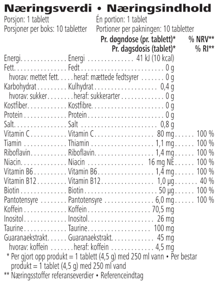Herbalife LiftOff N�ringsdeklaration